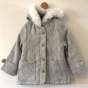 Carter’s Gray Tweed Fuzzy Trimmed Hood Coat